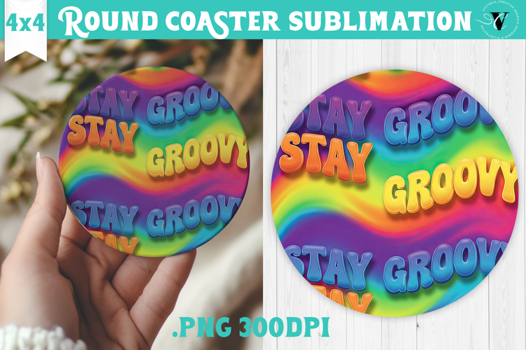 Vintage vibe Round Coaster | Retro psychedelic pattern