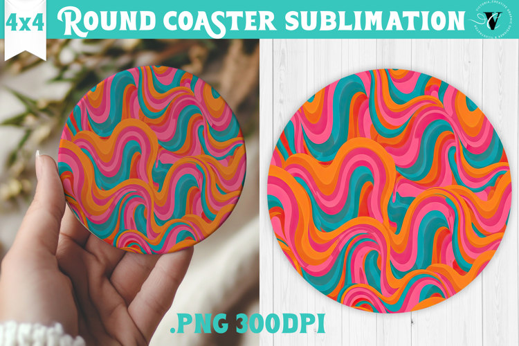 Vintage vibe Round Coaster | Retro psychedelic pattern