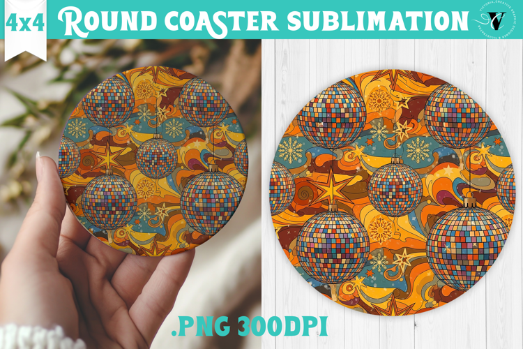 Vintage vibe Round Coaster | Retro psychedelic pattern