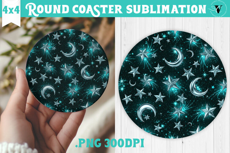 Vintage vibe Round Coaster | Y2K glamorous style example image 1