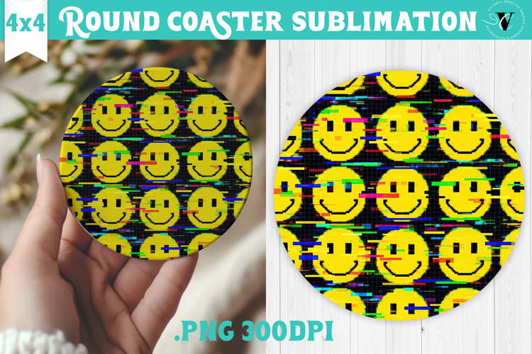 Vintage vibe Round Coaster | 90s graffiti style and neon