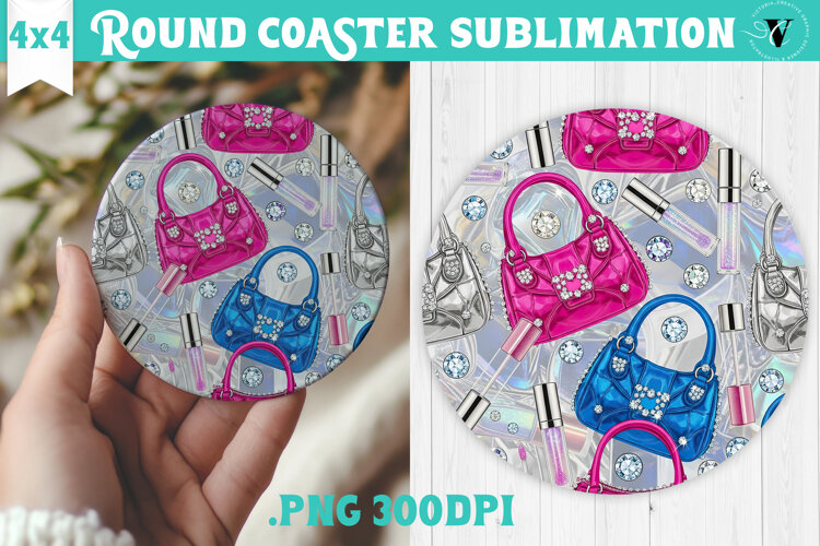 Vintage vibe Round Coaster | Y2K glamorous style example image 1
