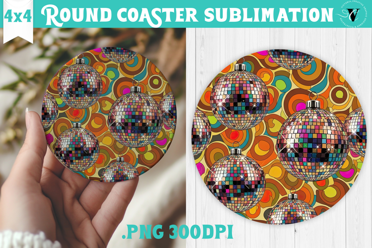 Vintage vibe Round Coaster | Retro psychedelic pattern