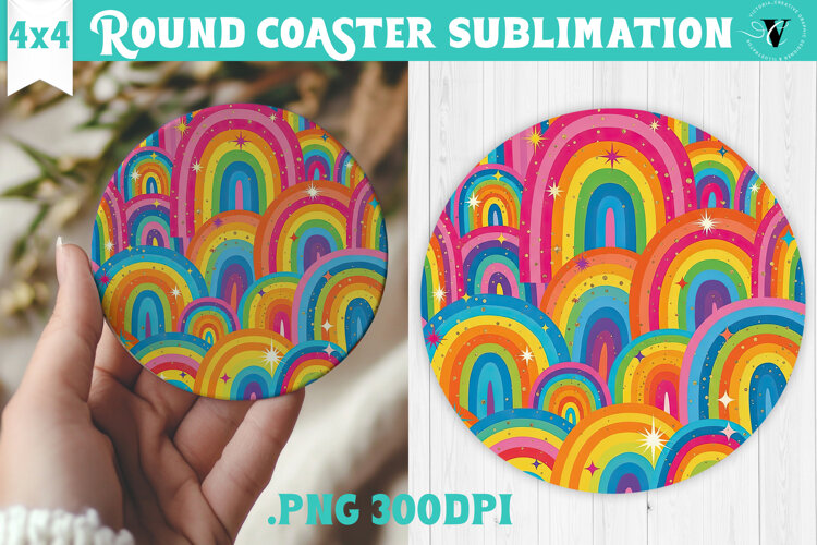Vintage vibe Round Coaster | Retro psychedelic pattern example image 1