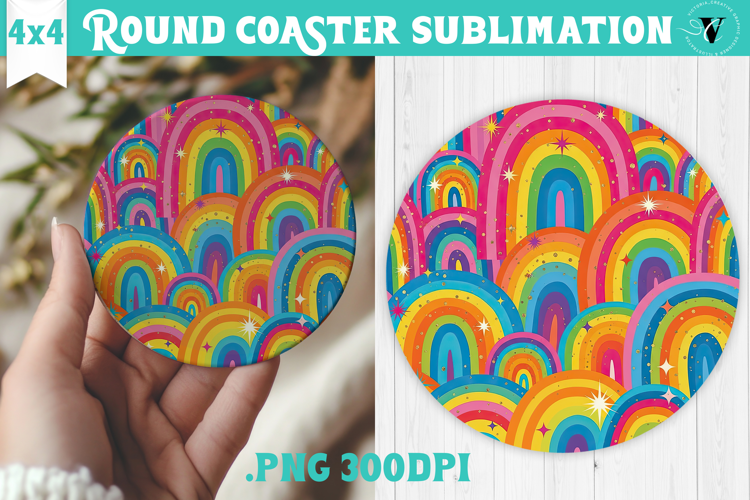 Vintage vibe Round Coaster | Retro psychedelic pattern