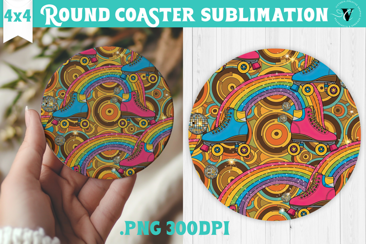 Vintage vibe Round Coaster | Retro psychedelic pattern