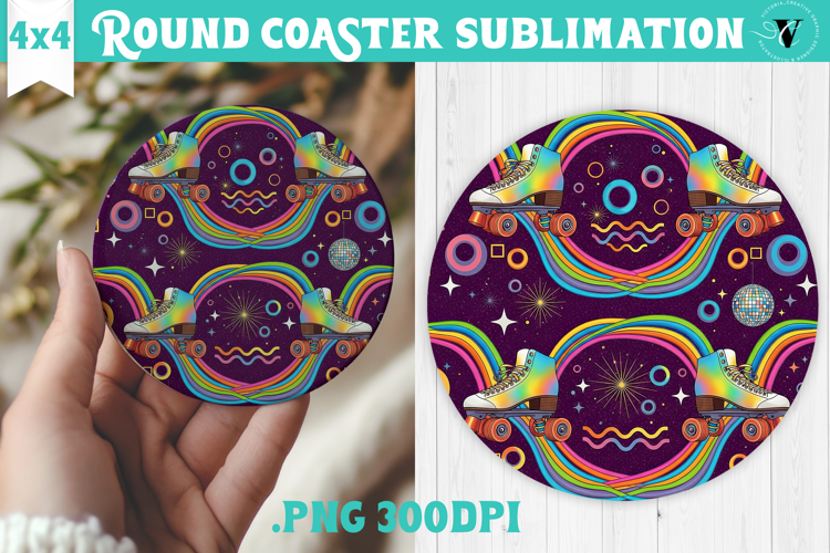 Vintage vibe Round Coaster | Retro psychedelic pattern