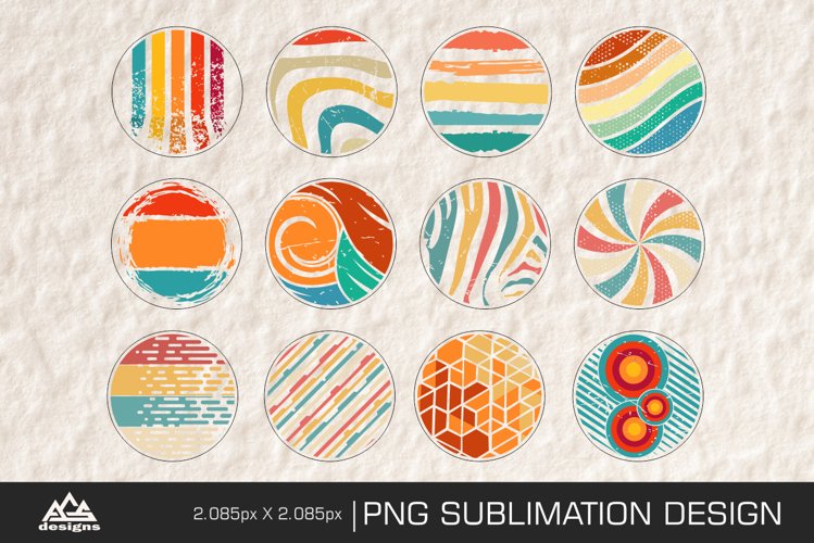 Retro Round Pattern Keychain Sublimation Design