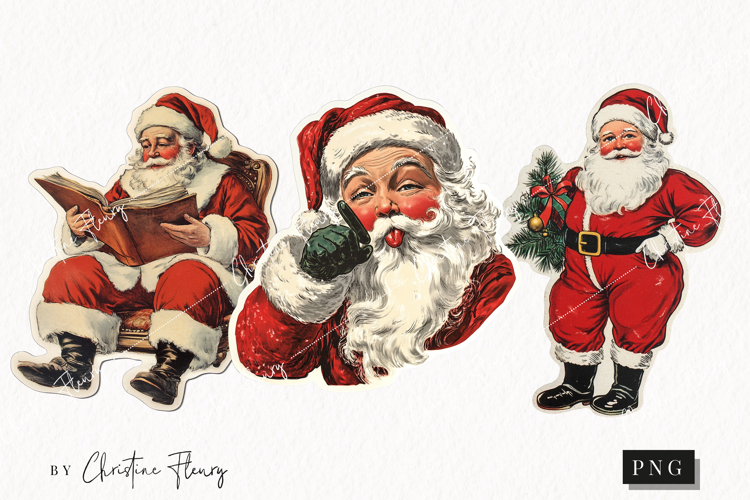 Retro Santa Claus Clipart | Retro Christmas PNG