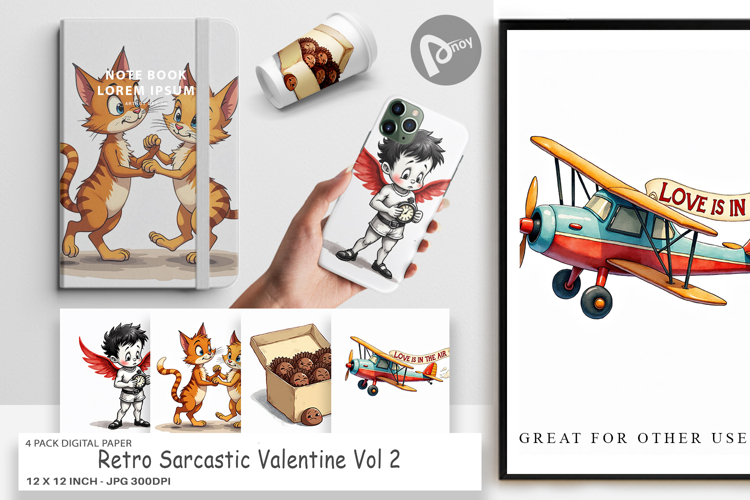 Retro Sarcastic Valentine Digital Paper
