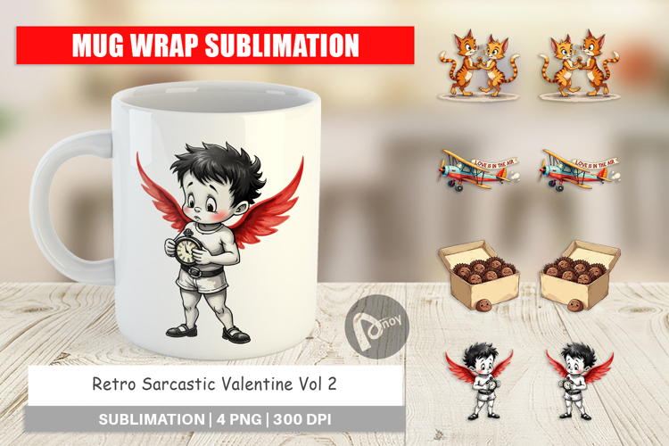 Retro Sarcastic Valentine Mug Wrap