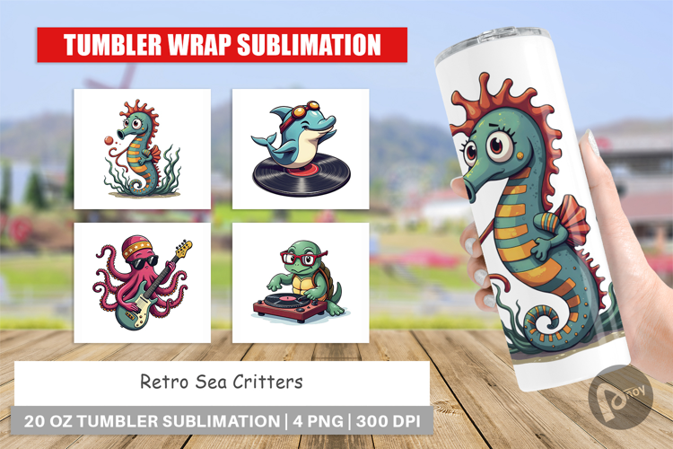 Tumbler Retro Sea Critters