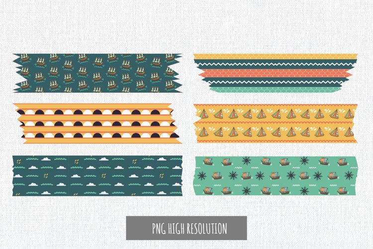 Retro Ship and Boat Seamless Pattern Tape example image 1