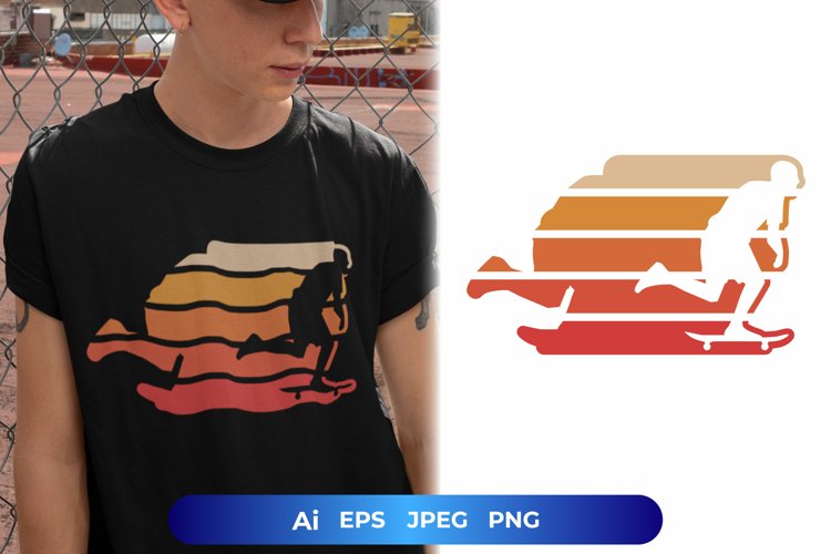 Swooshing Skateboarder Retro Sublimation Design example image 1