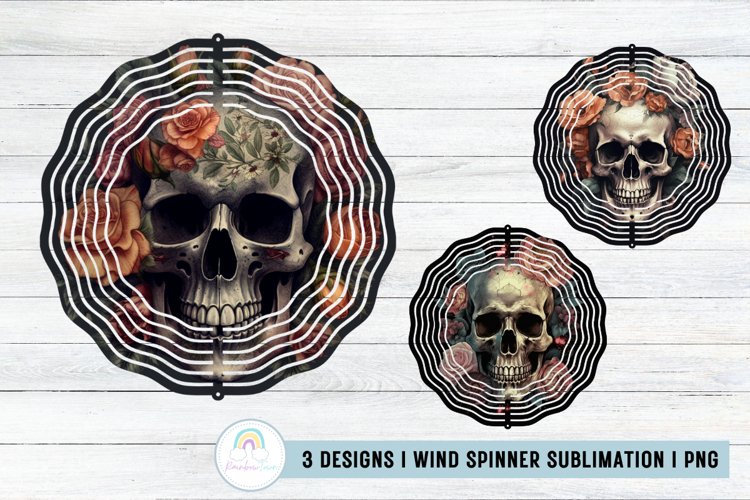 Retro Skull Wind Spinner Sublimation example image 1