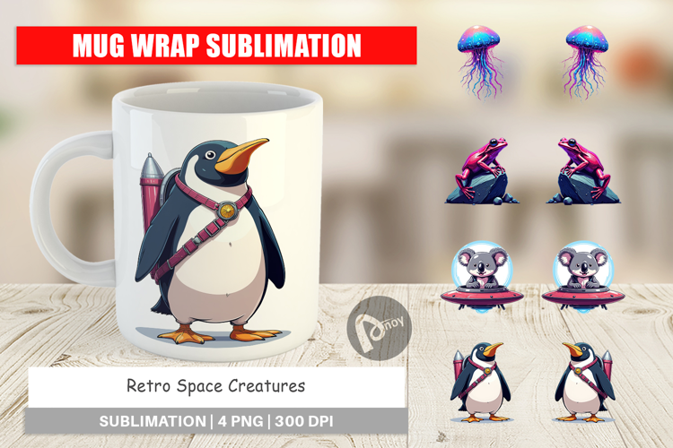 Mug Wrap Retro Space Creatures