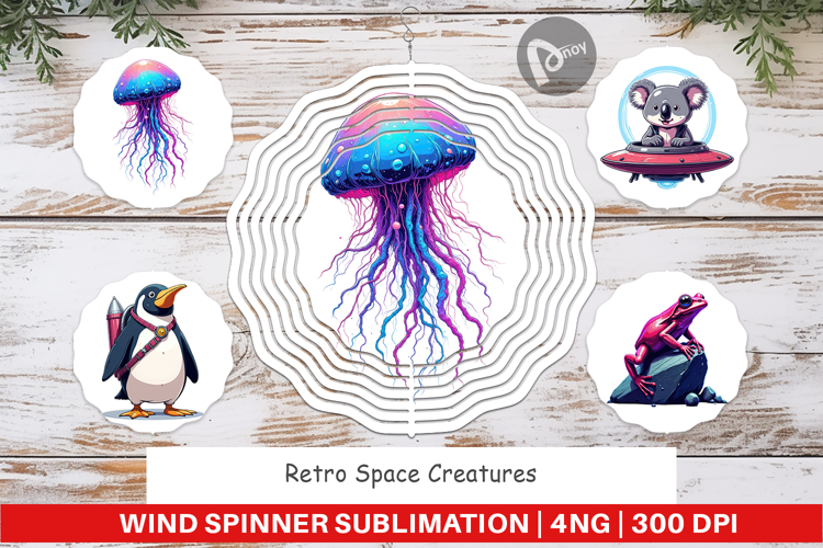 Wind Spinner Retro Space Creatures