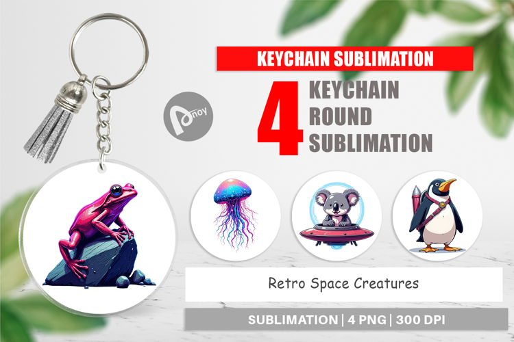 Keychain Retro Space Creatures