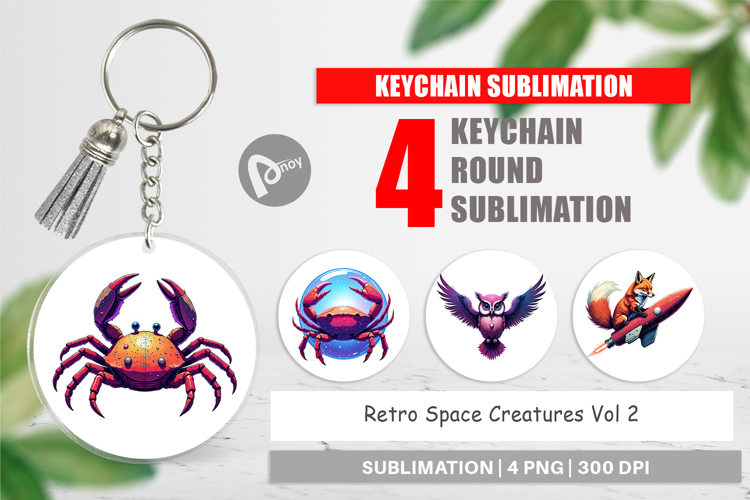 Keychain Retro Space Creatures