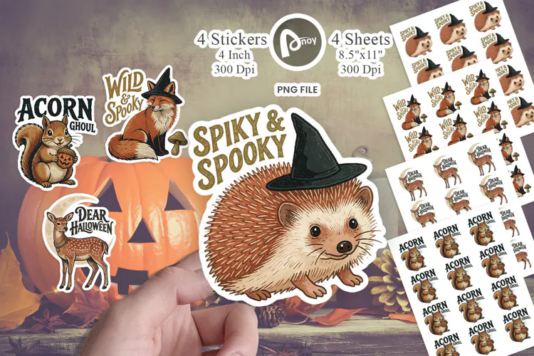 Retro Spooky Woodland Friends Sticker