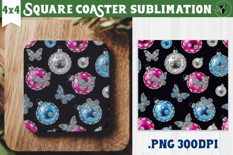 Vintage vibe Square Coasters | Y2K glamorous christmas