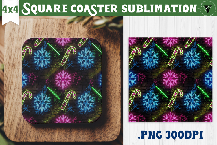 Vintage vibe Square Coasters | 90s graffiti style christmas