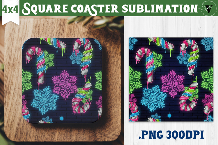 Vintage vibe Square Coasters | 90s graffiti style christmas