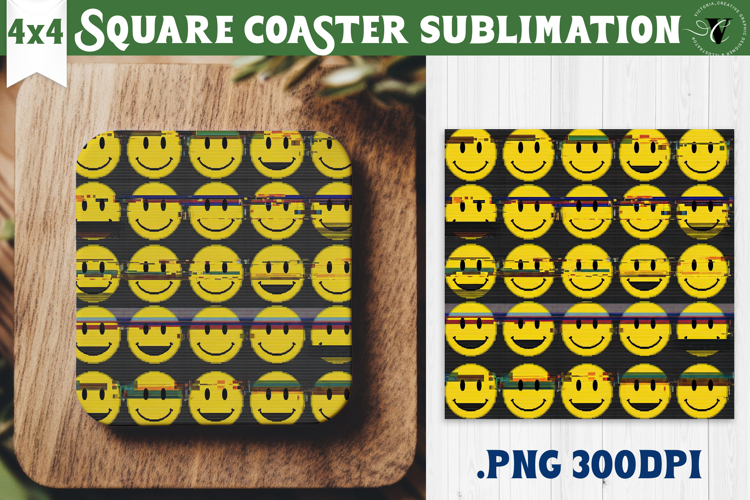 Vintage vibe Square Coasters | 90s graffiti style and neon