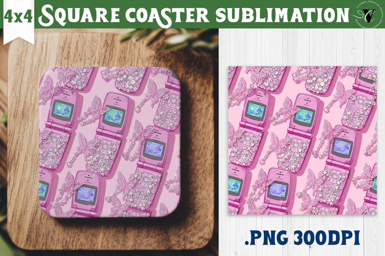 Vintage vibe Square Coasters | Y2K glamorous style