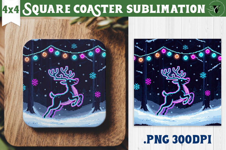 Vintage vibe Square Coasters | 90s graffiti style christmas