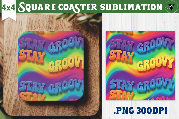 Vintage vibe Square Coasters | Retro psychedelic pattern