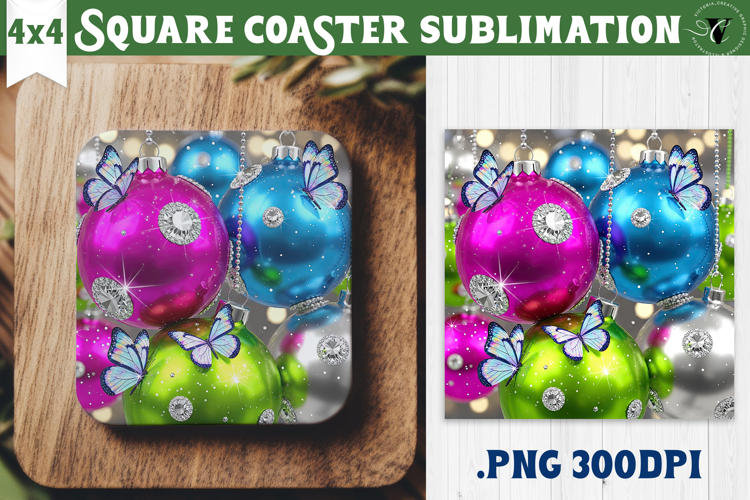 Vintage vibe Square Coasters | Y2K glamorous christmas