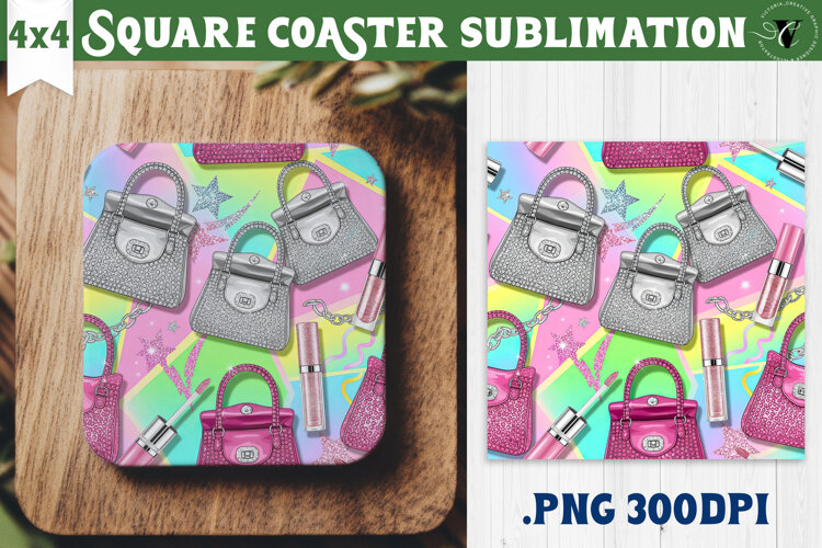 Vintage vibe Square Coasters | Y2K glamorous style example image 1