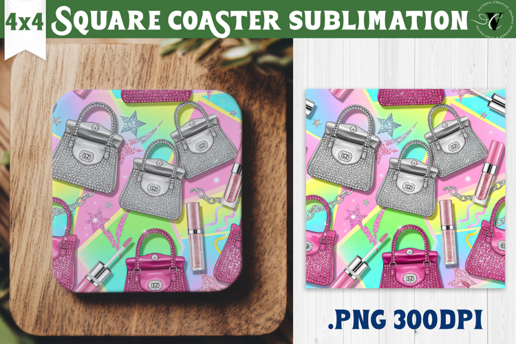 Vintage vibe Square Coasters | Y2K glamorous style