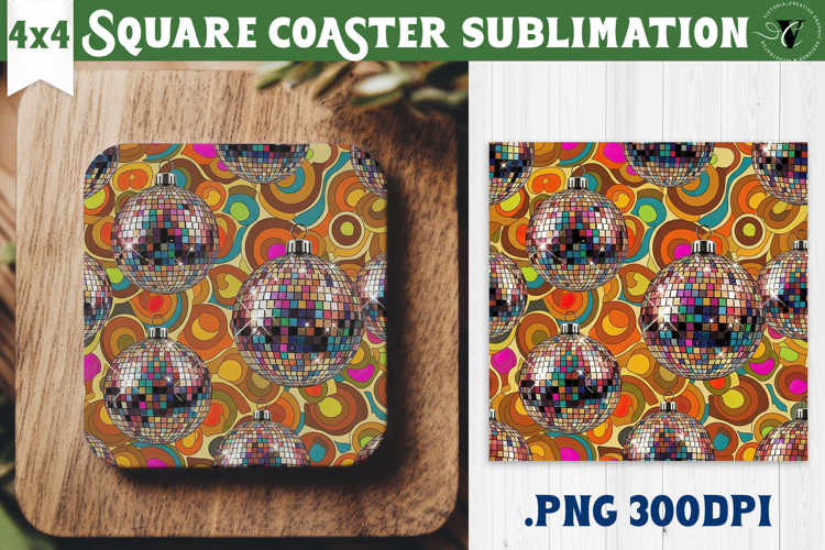 Vintage vibe Square Coasters | Retro psychedelic pattern
