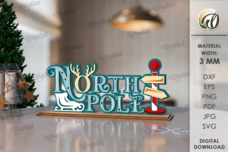 Retro stand decor Laser Cut. Christmas Decor SVG