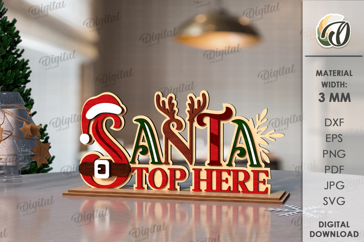 Retro stand decor Laser Cut. Christmas Decor SVG