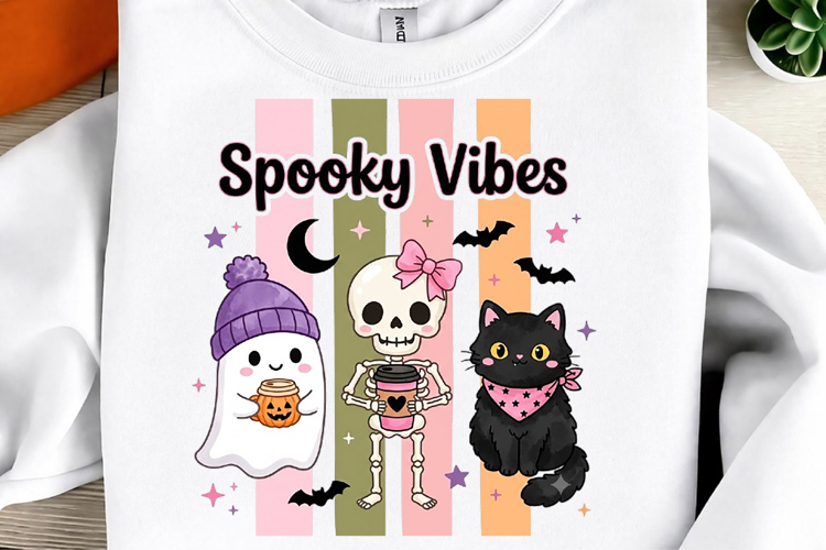 Retro Striped Halloween Cute Boo Ghost