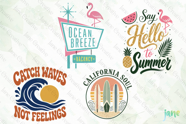 Retro Summer Beach Png