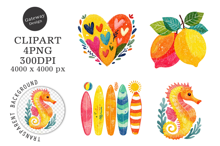 Retro Summer Coastal Vibes Clipart Png