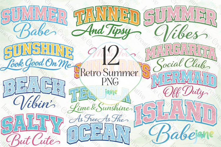 Retro Summer Png Sublimation Clipart Bundle