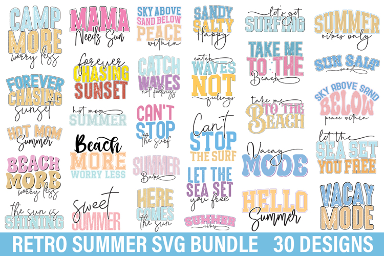 Retro Summer SVG Bundle - Summer SVG Design ,Retro Summer