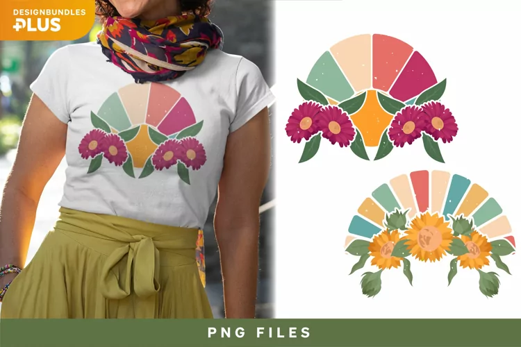 Boho Sunset with Sunflower and Gerbera Flowers Design Set