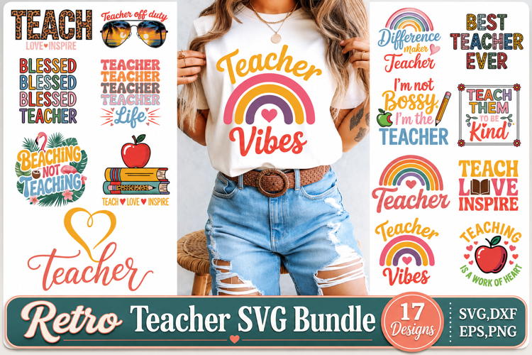 Retro Teacher SVG Bundle