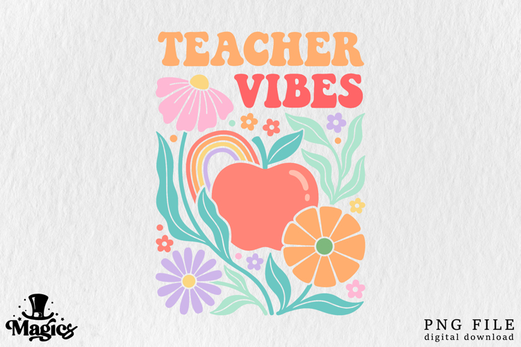 Retro Teacher Vibes PNG