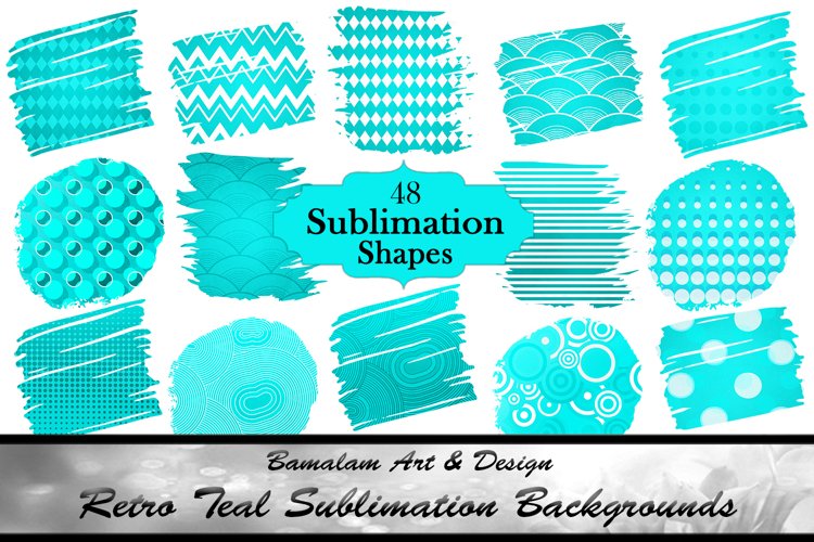 48 Teal Blue Retro Sublimation Shapes example image 1