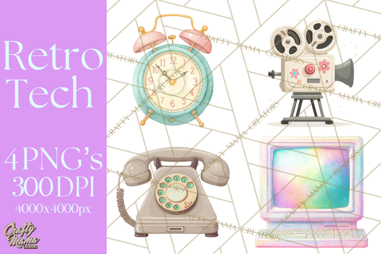 Retro Tech Clipart PNG Vintage Electronics Illustration