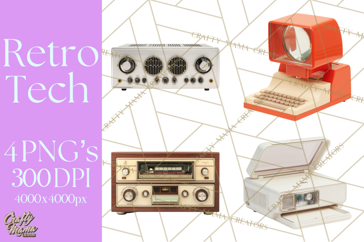Retro Tech Clipart PNG Vintage Electronics Illustration