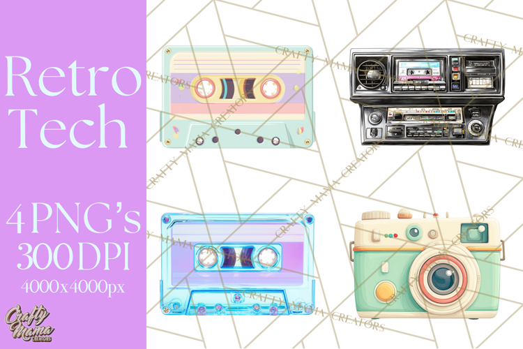 Retro Tech Clipart PNG Vintage Electronics Illustration