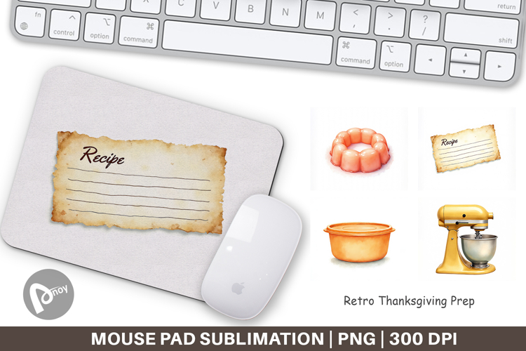 Mouse Pad Watercolor Retro Thanksgiving Prep